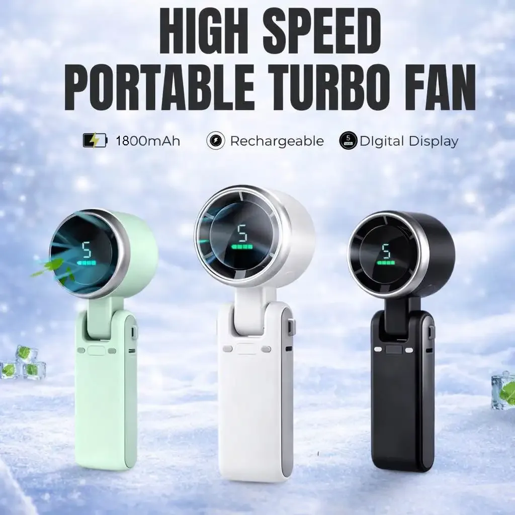 MBarii Portable Turbo Fan | ১৮০০mAh রিচার্জেবল ব্যাটারি | গরমে যেকোনো সময় ঠান্ডা বাতাসের সেরা সমাধান